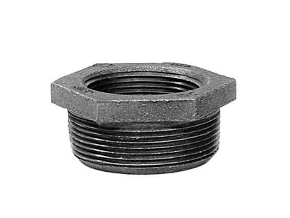 Galvanized iron hex bushing fitting, 1x1/4 inch, from Emery Jensen, used in plumbing and industrial applications.