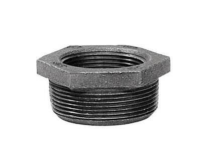 Galvanized iron bushing hex fitting 1x3/4 inch from Emery Jensen, showing the threaded exterior and hex shape.