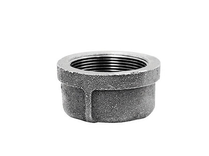 Galvanized iron cap fitting from Emery Jensen, 1.5-inch diameter, durable U.S. industrial plumbing component.