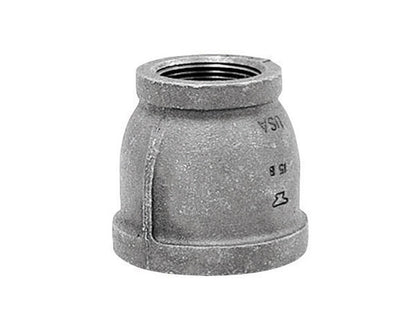 Emery Jensen galvanized iron fittings for plumbing, 1 inch by 1/2 inch couple, durable U.S. made metal pipe connector.