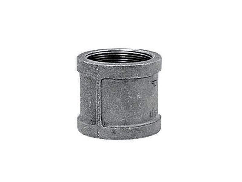 Emery Jensen couple mall 1-inch galvanized iron fittings U.S., showing close-up of the galvanized metal surface and fittings.