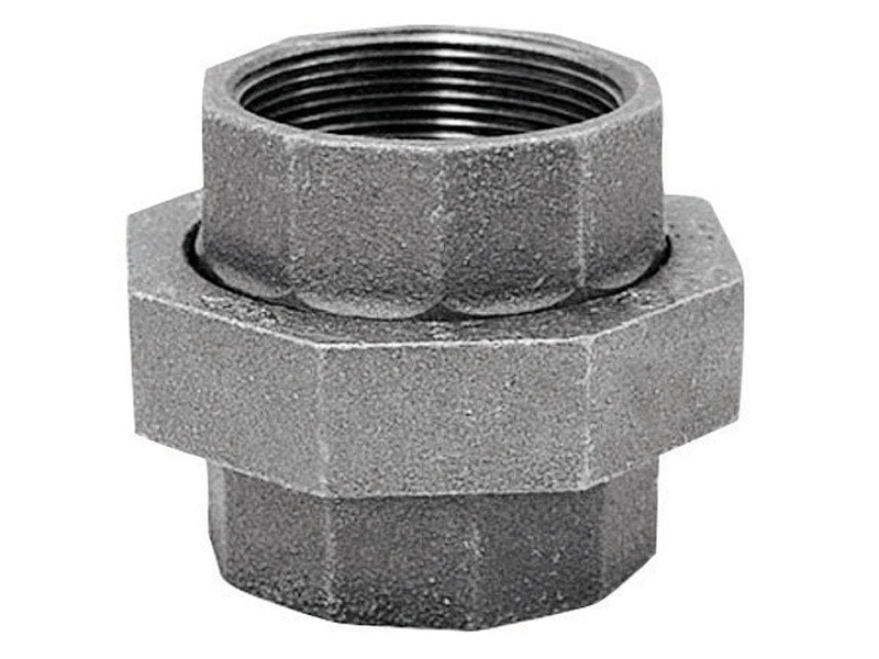 Union ground joint fitting, 3/4 inch galvanized iron fitting by Emery Jensen, used for secure plumbing connections.