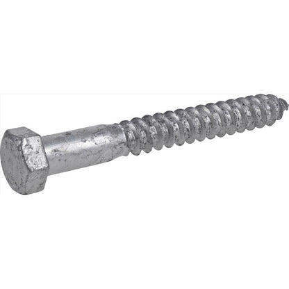 Emery Jensen GALV HX LAGS 1/2x4 galvanized lag screw showing a close-up of the metal threaded screw for heavy-duty fastening.