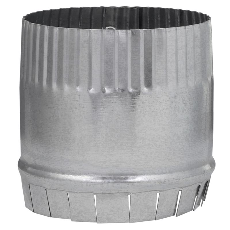 Galvanized collar crimp fittings for vent pipes, 30 gauge, 4-inch size, Emery Jensen pack of 6 for vent pipe installation