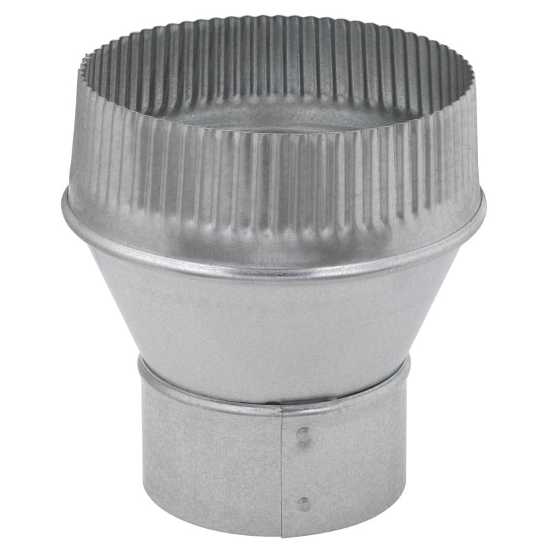 Galvanized vent pipe fitting, 6x4 inch furnace increaser, Emery Jensen galvanized vent pipe and fittings for HVAC systems