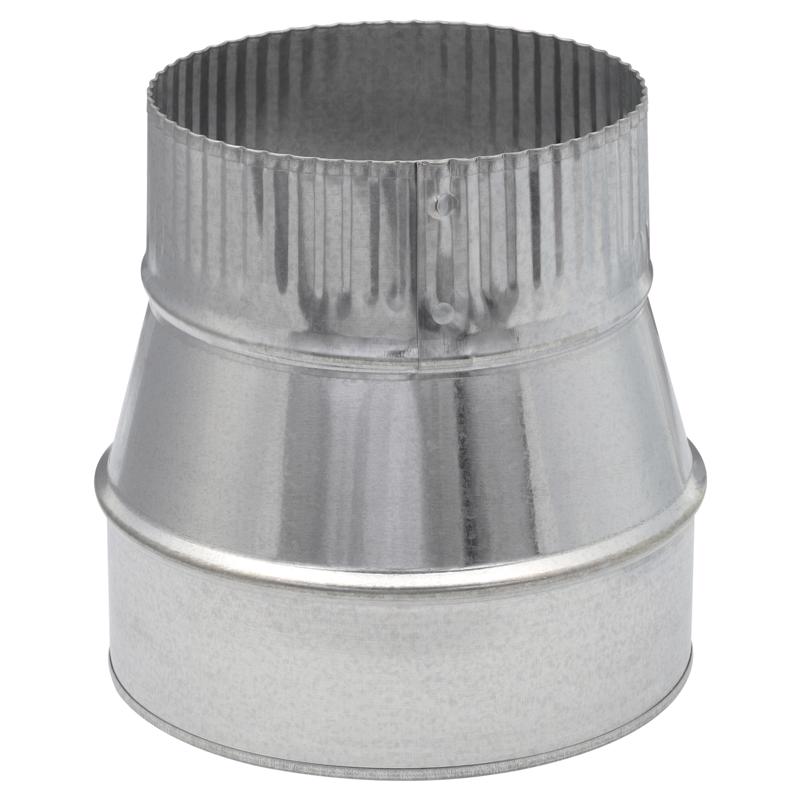 Galvanized vent pipe fitting from Emery Jensen, 5-inch by 6-inch furnace pipe RDC for HVAC ventilation systems.
