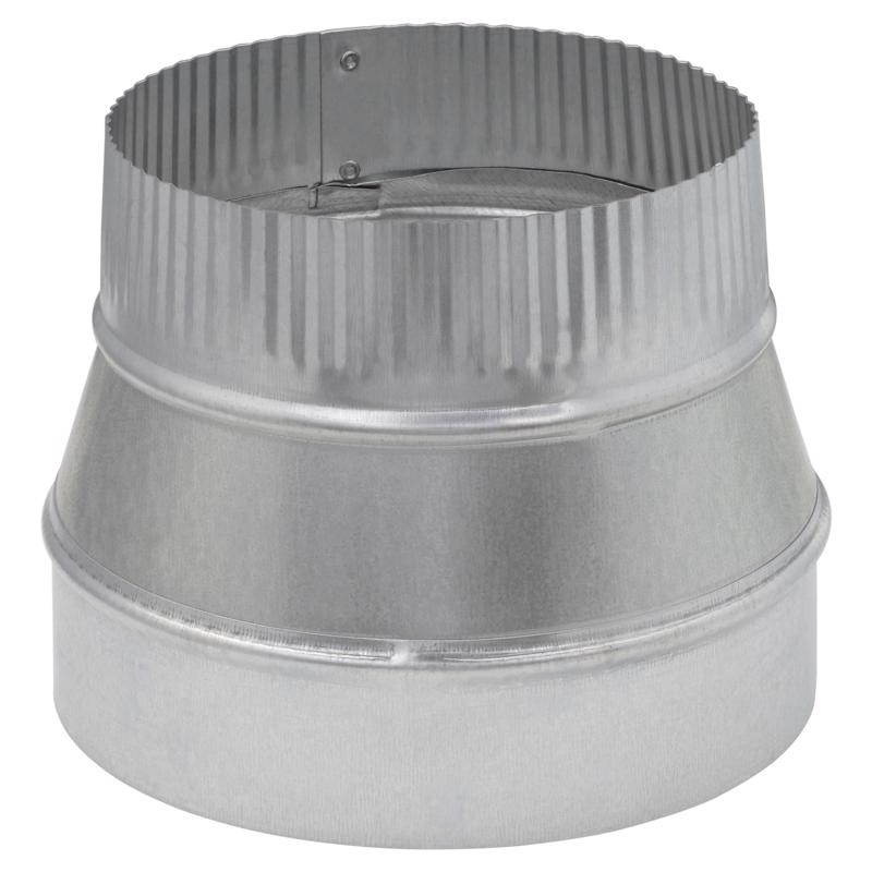 Emery Jensen galv vent pipe fitting, 26 gauge, 9x8 inch size, used for venting and duct connections in HVAC systems.