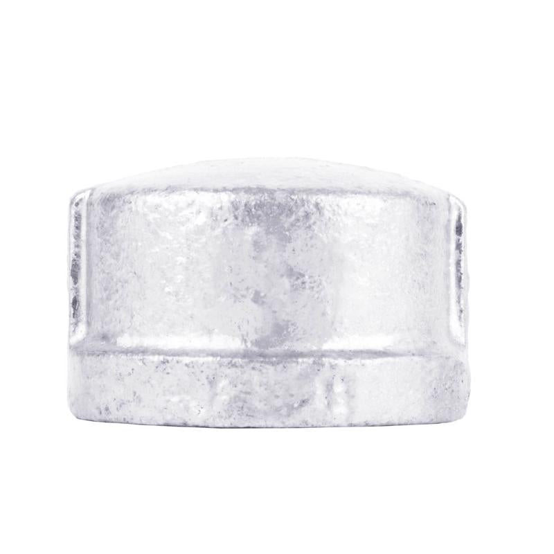 Galvanized 1/4-inch cap fitting from Emery Jensen for plumbing and piping projects, made of durable galvanized metal.