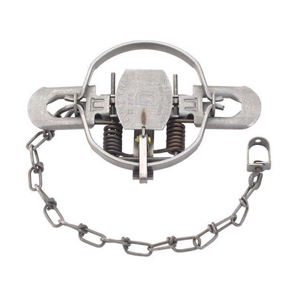 Emery Jensen DBL Coil Spring Trap #2 for game trapping, showing a sturdy metal trap with coil springs and trigger mechanism.