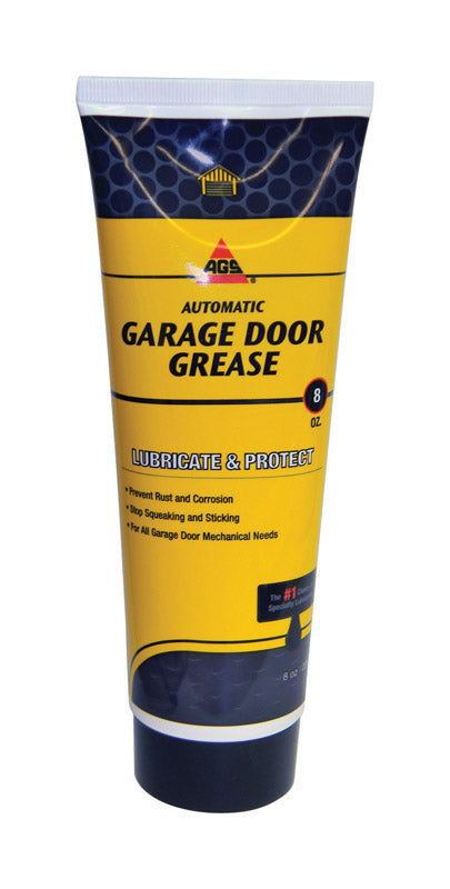 Emery Jensen garage door opener grease applied to garage door hinges and rollers for smooth operation and lubrication.