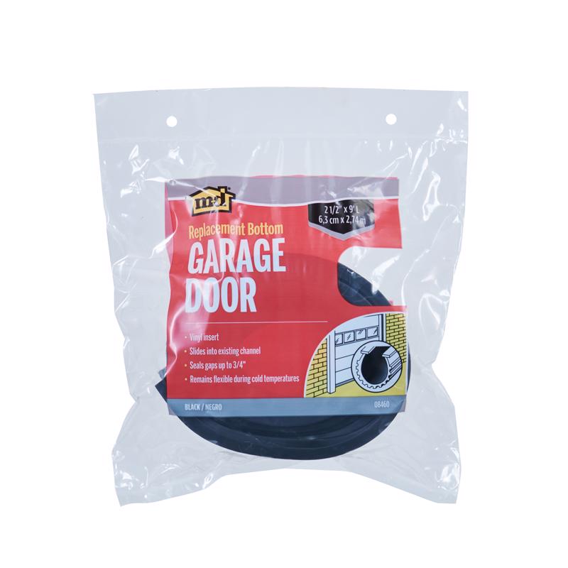 Emery Jensen garage door weatherstrip for bottom of garage door, black VNL9FTBLK, providing weatherproofing and insulation.