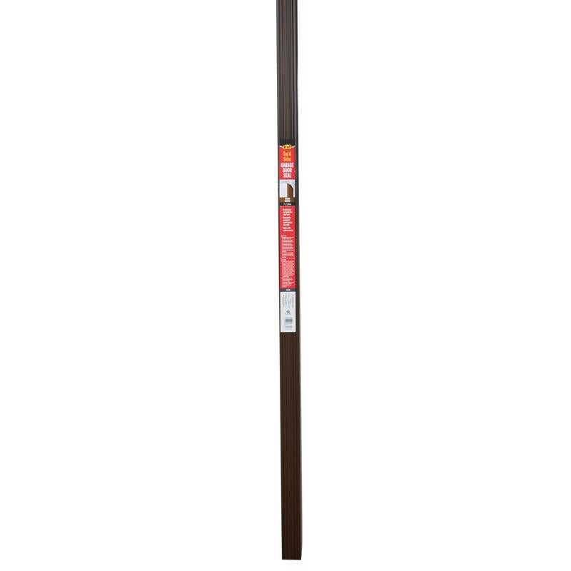 Emery Jensen garage door weatherstrip seal in brown, 84-inch length, designed to improve garage door insulation and weather protection.