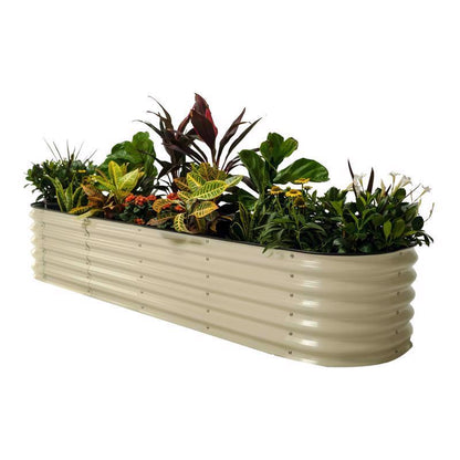 Emery Jensen 17-inch raised garden bed with plant theme, showcasing a sturdy wooden garden box ready for planting.