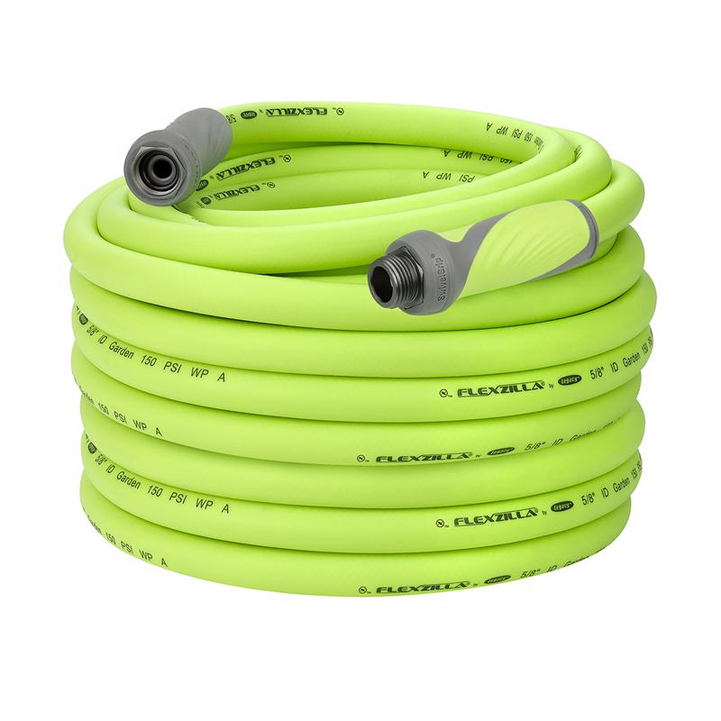 Emery Jensen FLXZLA SWVL garden hose, 5/8 inch diameter, 100 feet long, flexible and durable outdoor watering hose.