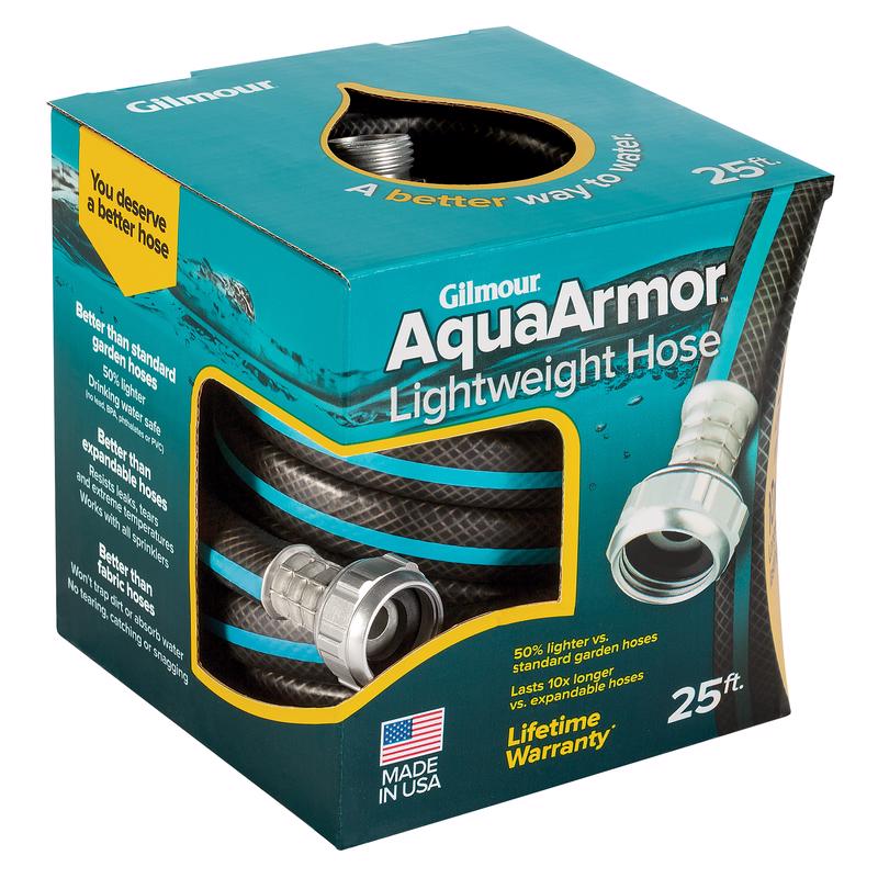 Emery Jensen AquaArmor garden hose, 1/2 inch by 25 feet, durable flexible garden hose for watering and outdoor use.