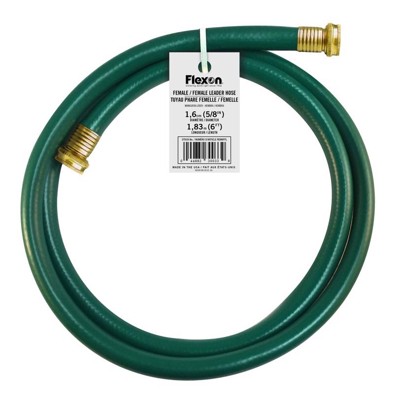 Emery Jensen garden hose LD 5/8x6 feet with durable rubber exterior and metal connectors for outdoor watering and gardening tasks.