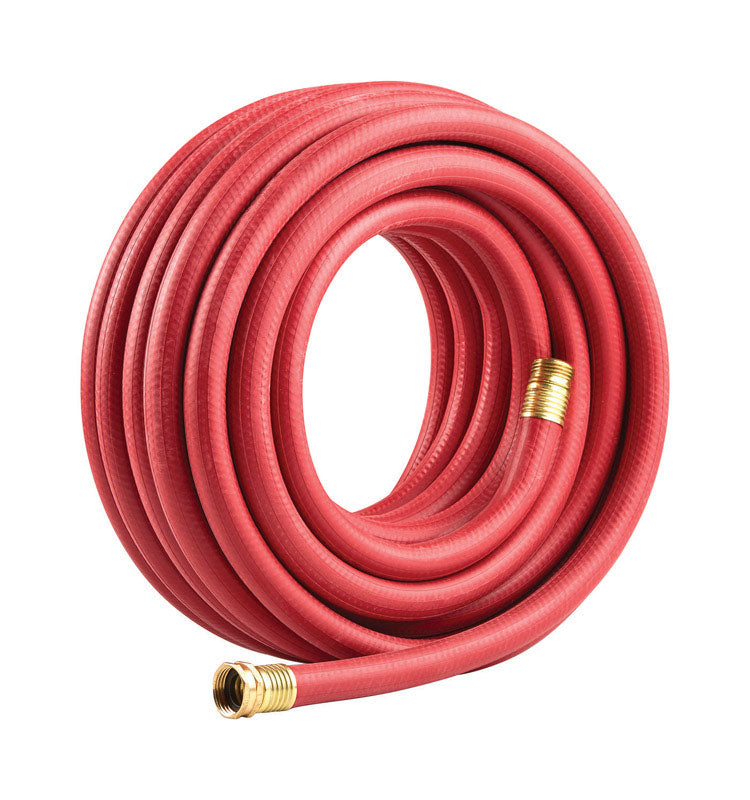 Emery Jensen 5/8-inch rubber garden hose, 50 feet long, with a flexible and durable design for watering gardens and outdoor tasks.