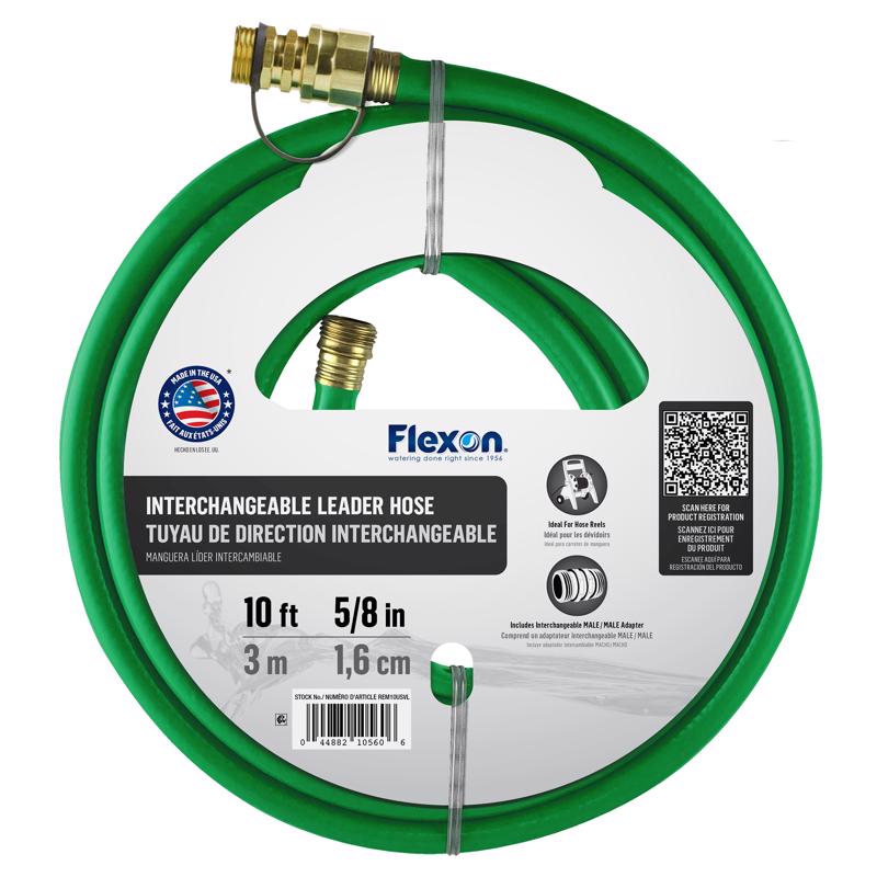 Emery Jensen 10-foot universal garden hose with durable design, flexible for watering and garden irrigation tasks.