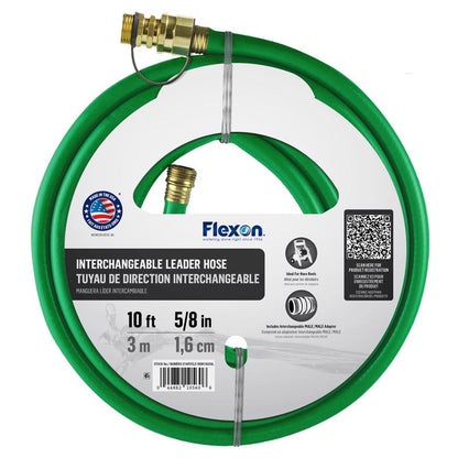 Emery Jensen 10-foot universal garden hose with durable design, flexible for watering and garden irrigation tasks.