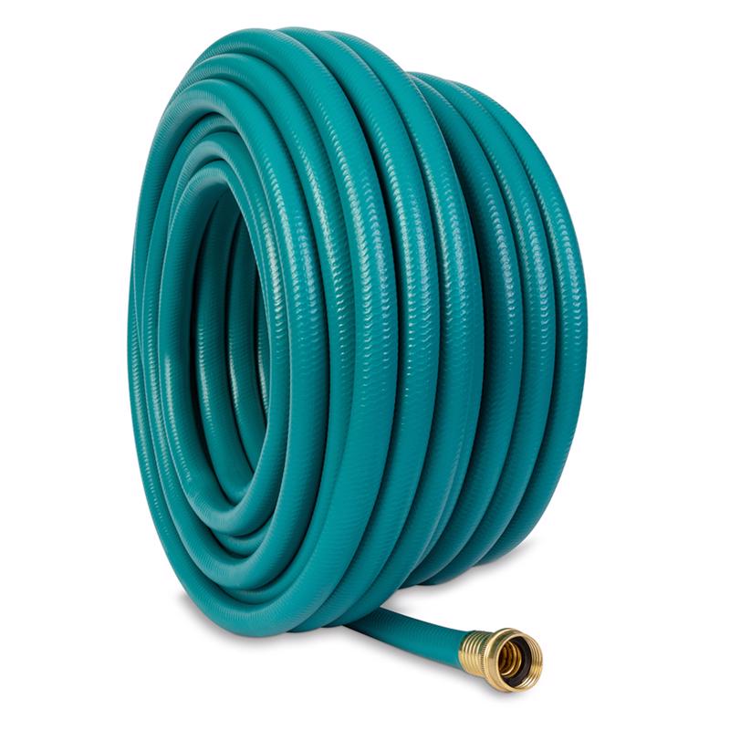 Emery Jensen vinyl garden hose, 5/8 inch diameter, 100 feet long, flexible and durable outdoor watering tool.