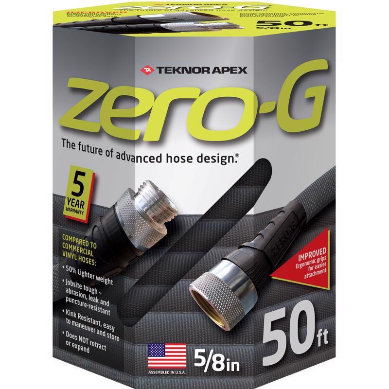 Emery Jensen ZEROG 50ft fabric garden hose coiled on a garden reel, durable and flexible for outdoor watering.