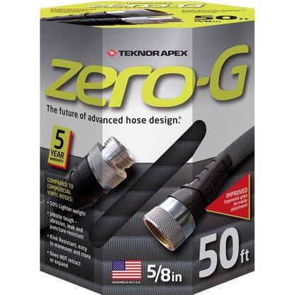 Emery Jensen ZEROG 50ft fabric garden hose coiled on a garden reel, durable and flexible for outdoor watering.