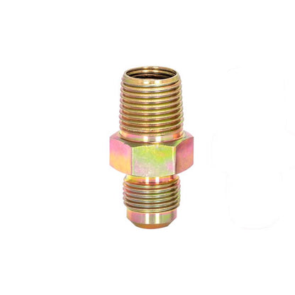 Emery Jensen gas connector with 3/8 inch female flare to 3/8 inch MIP connection, designed for gas appliance access.