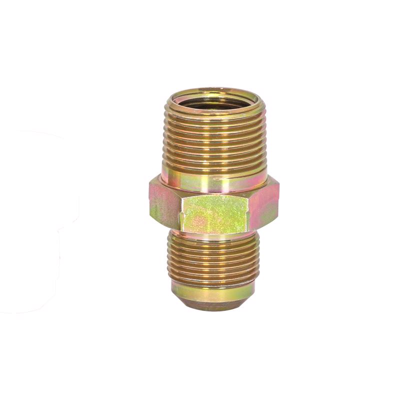 Emery Jensen gas fitting, 1/2 inch female flare to 3/4 inch male connection, for gas line installation and plumbing.