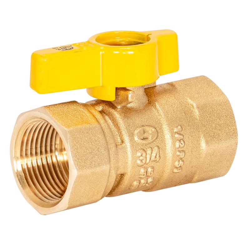 Emery Jensen gas connection accessory valve with 3/4 inch FIP threads for gas line connection, showing metal fittings and threading.