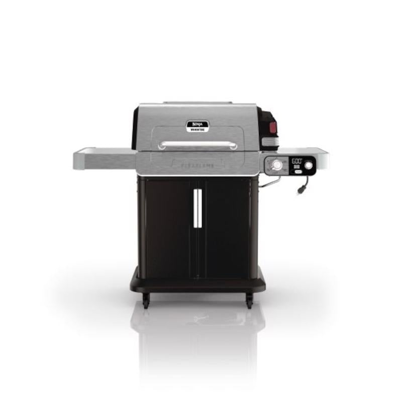 Emery Jensen gas grill with stainless steel body, 3 burners, and liquid propane setup for outdoor cooking.