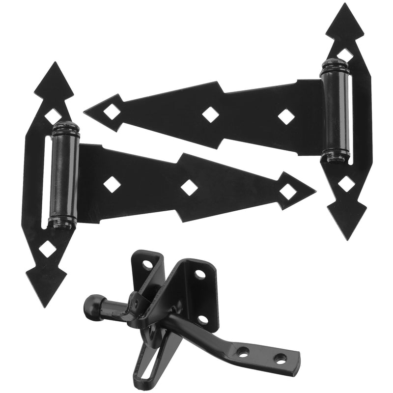 Black 8-inch gate kit from Emery Jensen, a durable gate accessory with hardware for easy installation.