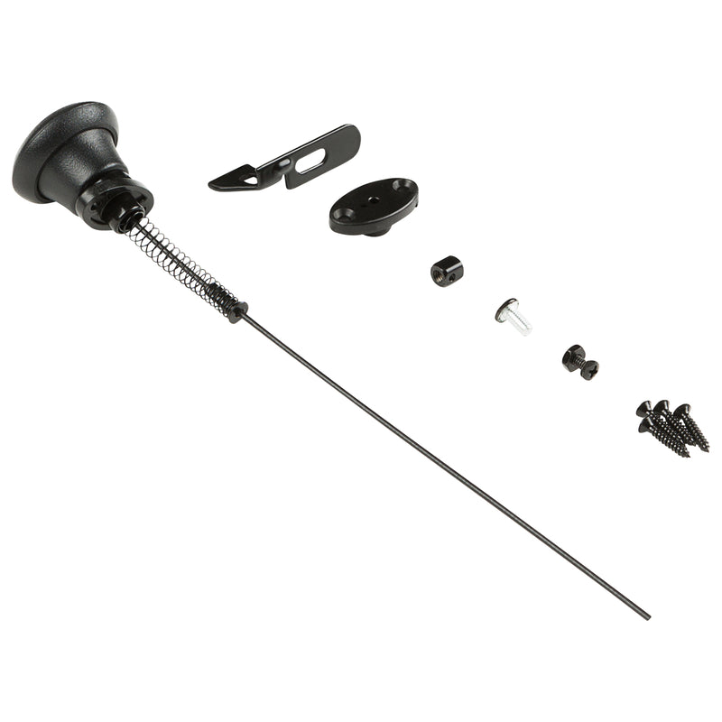 Black gate latch pull from Emery Jensen gate accessories, showing a sturdy handle for secure gate operation.
