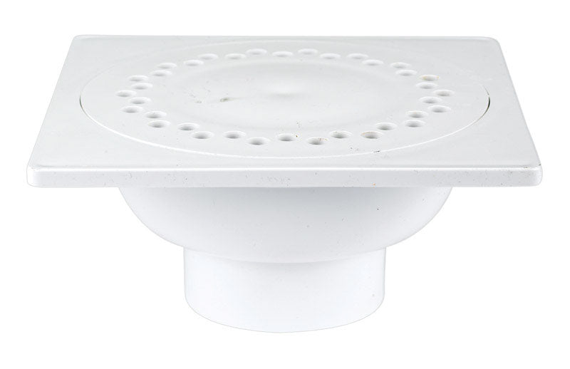 Emery Jensen 3-4 inch PVC bell trap drain for general purpose plumbing, showing the trap's shape and connection points.