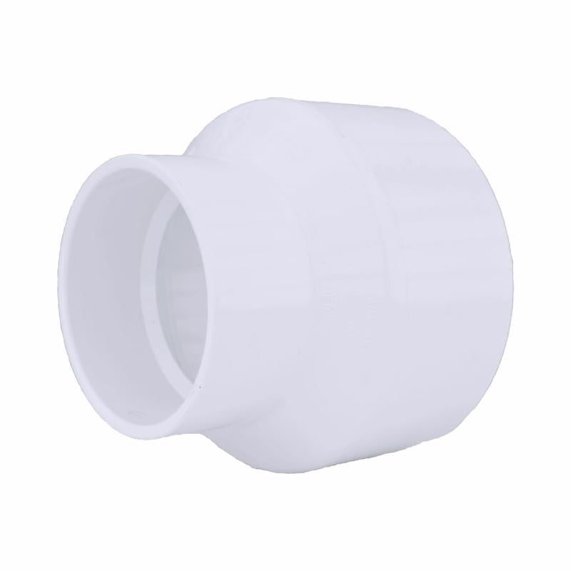 Emery Jensen 4x6-inch PVC drain pipe increaser for plumbing, made of durable gen purpose drain PVC material.
