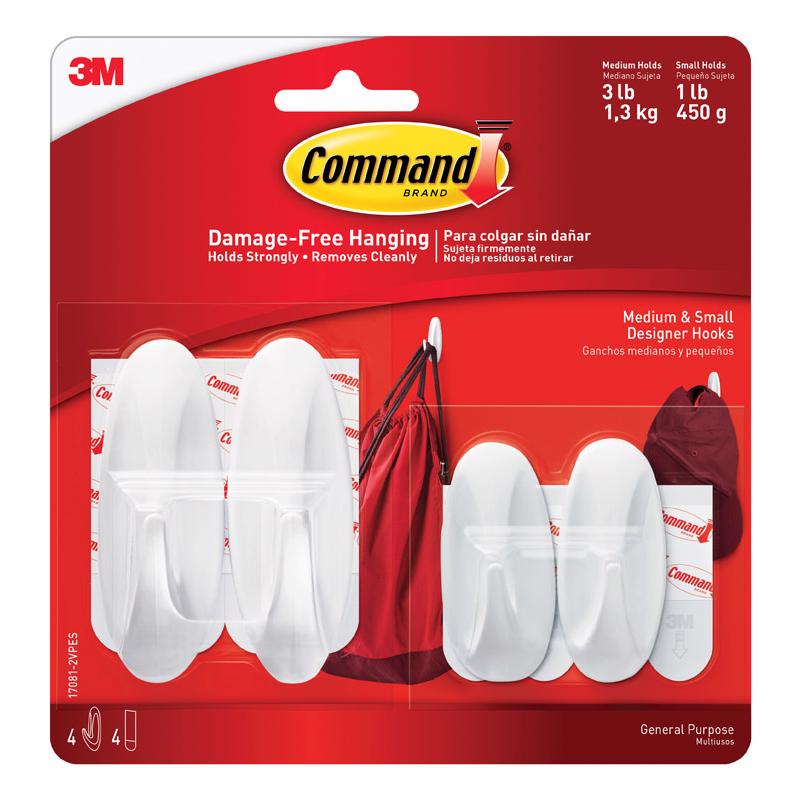 White plastic designer hook by Emery Jensen, ideal for general-purpose hanging and organizing in home or office spaces.