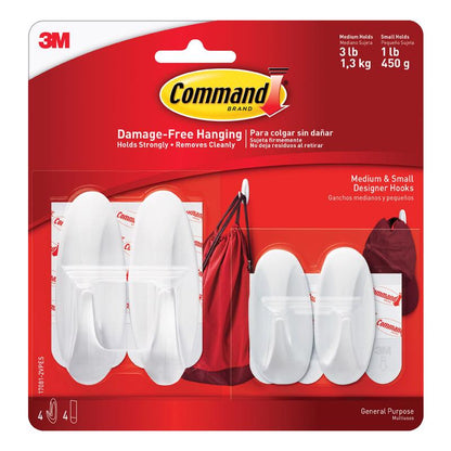 White plastic designer hook by Emery Jensen, ideal for general-purpose hanging and organizing in home or office spaces.
