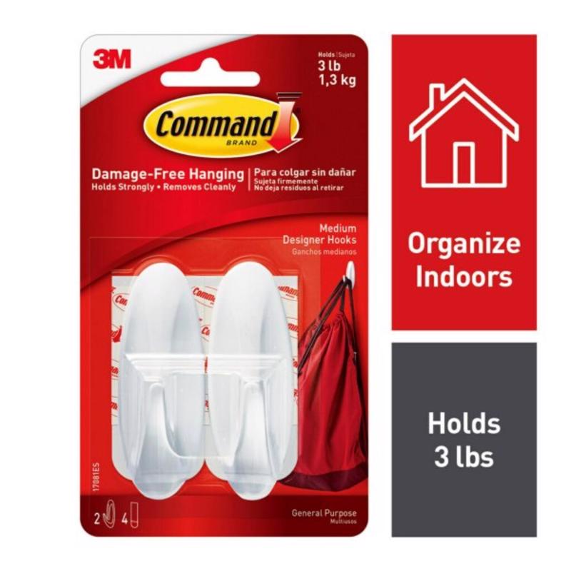 Emery Jensen white Command Designer hook for general purpose wall hanging or organization, shown on a clean surface.