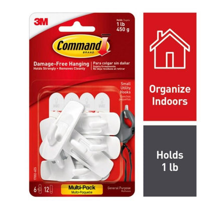Small white Emery Jensen utility hook for general purpose use, mounted on a wall for hanging tools or accessories.