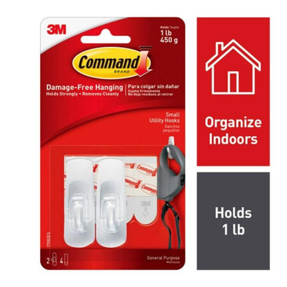 White Emery Jensen general-purpose utility hooks, small size, designed for versatile wall mounting, 1-pound weight capacity.