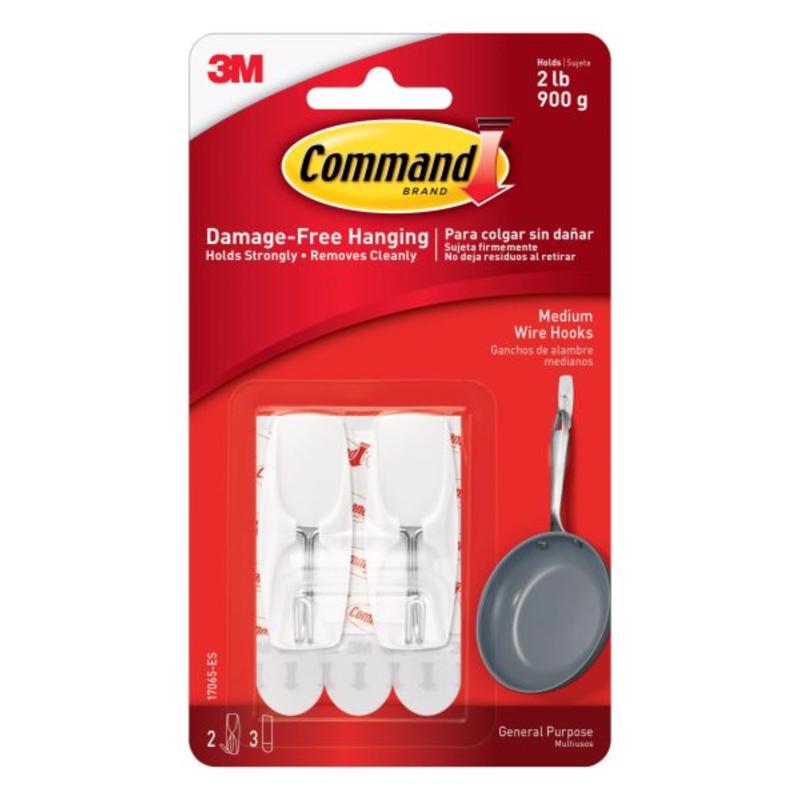 WIRE HOOK MED WHT 2PK