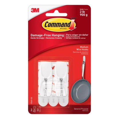 Pair of medium white wire hooks by Emery Jensen for general-purpose hanging or organization.