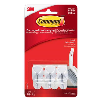 WIRE HOOK WHT SMALL PLST - Pack of 6