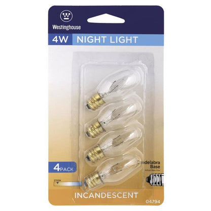 INCAND C7 BULB 4W CLR4PK