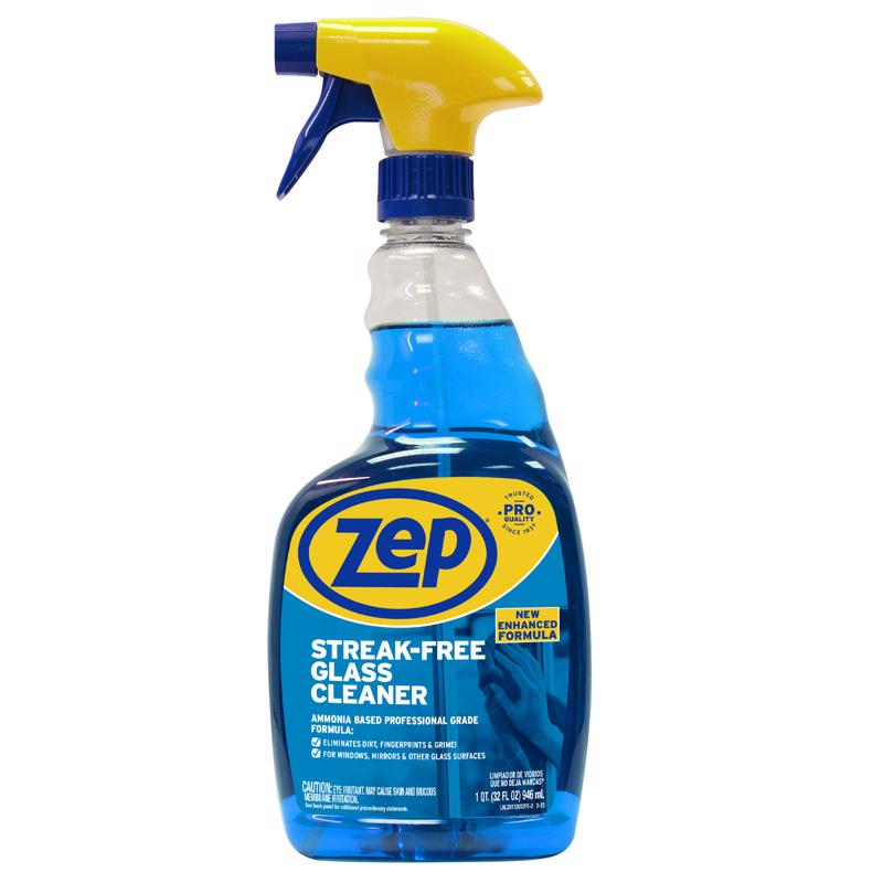 Emery Jensen glass cleaner RTU 32oz bottle, non-aerosol, pack of 12, ideal for streak-free cleaning of glass surfaces