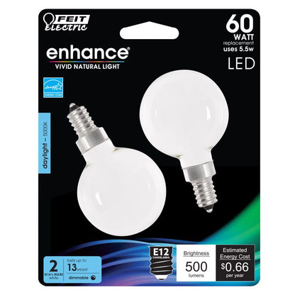 LED G16.5 E12 DL 60W 2PK