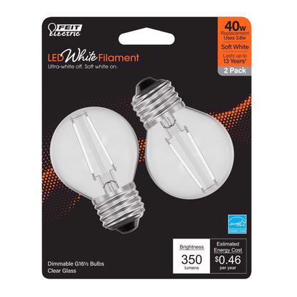 LED G16.5 E26 40W SW 2PK