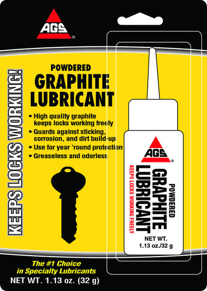Emery Jensen graphite lubricant powder in a 1.13 oz container, ideal for reducing friction and protecting metal surfaces.