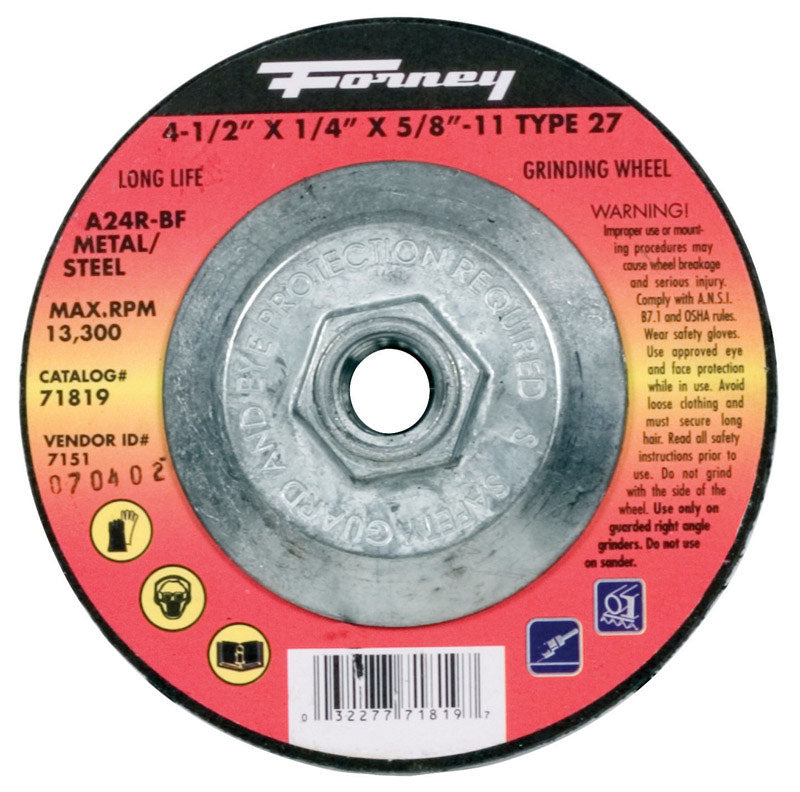 Emery Jensen grinding wheel, 4-1/2 x 1/4 x 5/8 inch, for metal grinding and surface finishing.