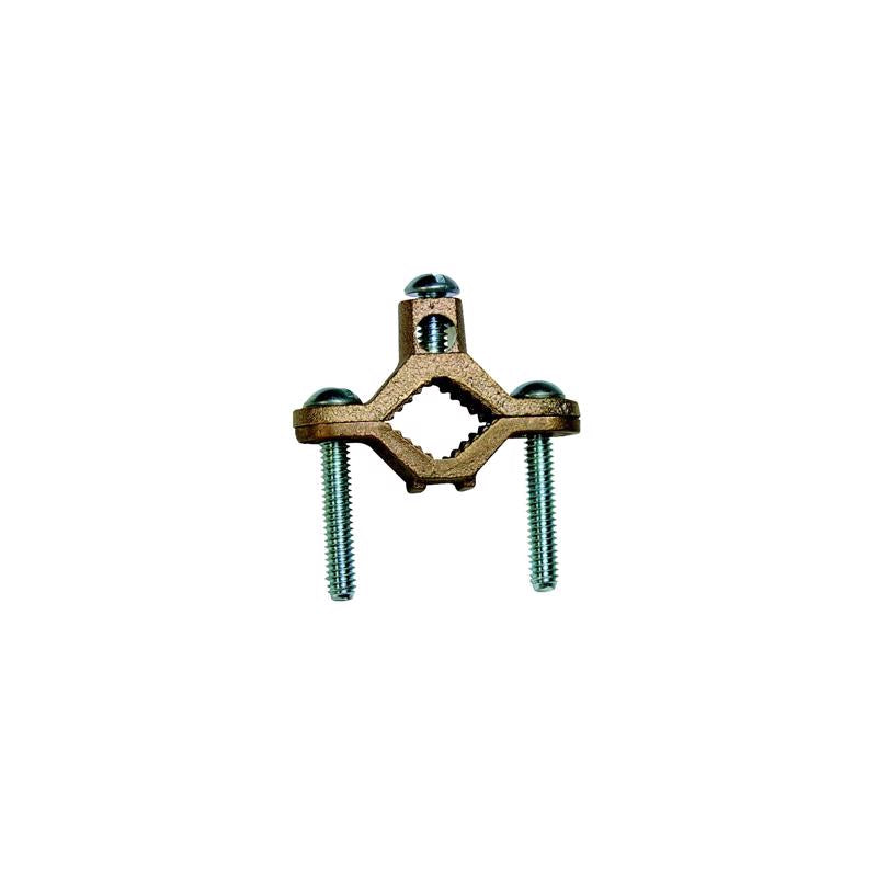 Emery Jensen grounding clamp, 1/2 to 1 inch size, used as grounding fitting for electrical systems, shown in close-up view.