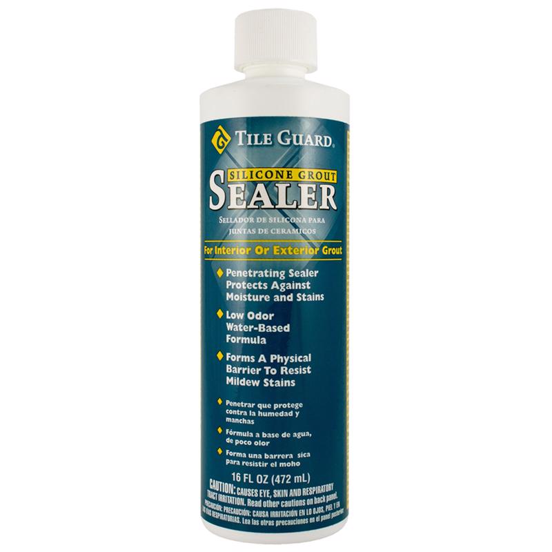 Set of six Emery Jensen SEALR GROUT PT HOMAX grout and slate sealers in black bottles for tile protection and sealing.